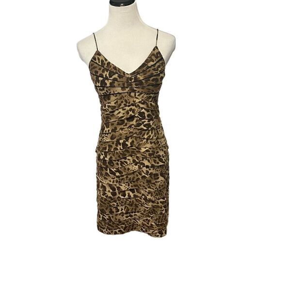 Eliza J. Leopard Tiered Dress Sz 8 - Picture 1 of 5